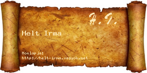 Helt Irma névjegykártya